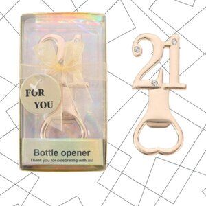 Number 21 Bottle Opener Gold Tone Gift Packaged NWT